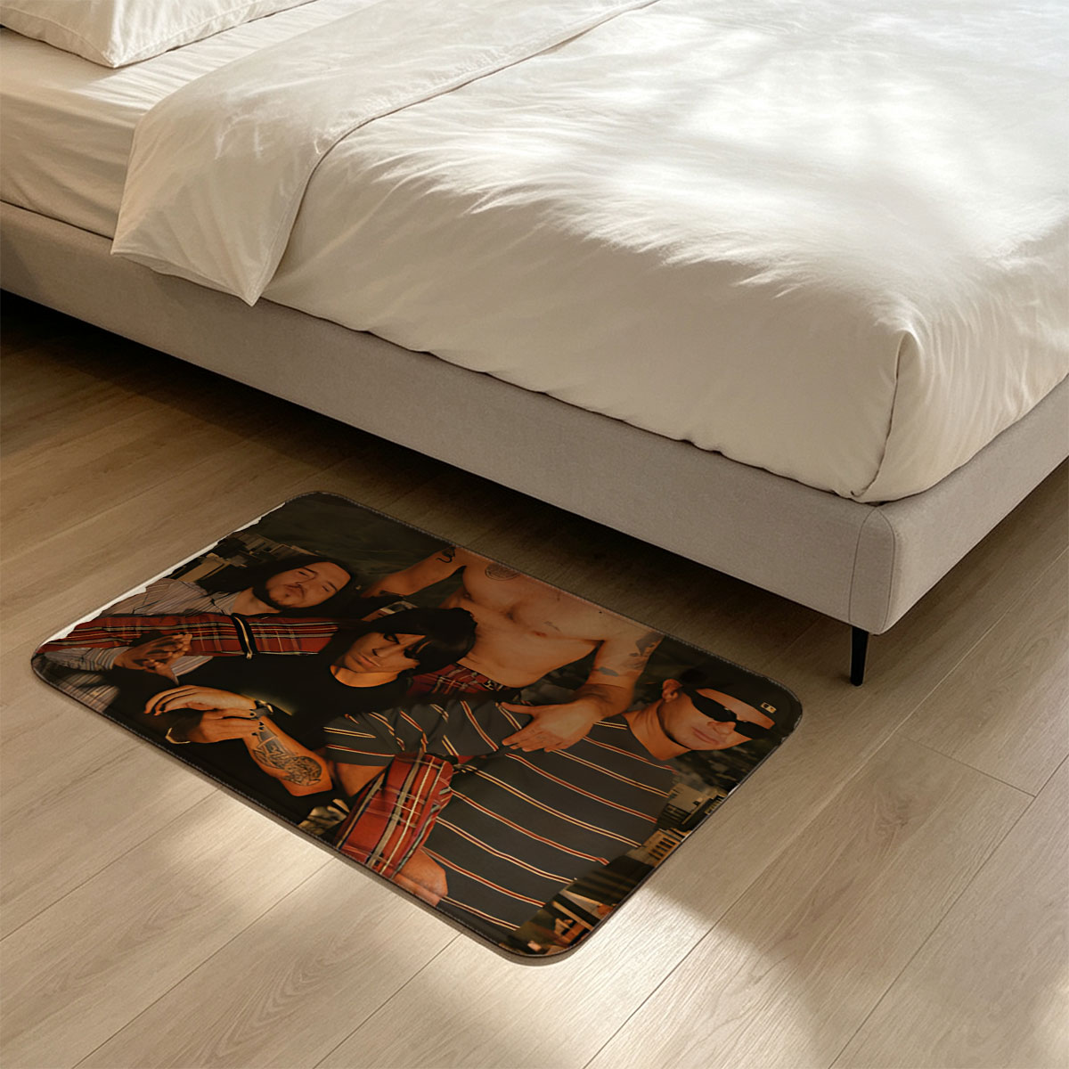 Red Hot Chili Peppers Band Members in a Stylized Group Portrait - Flannel floor mat