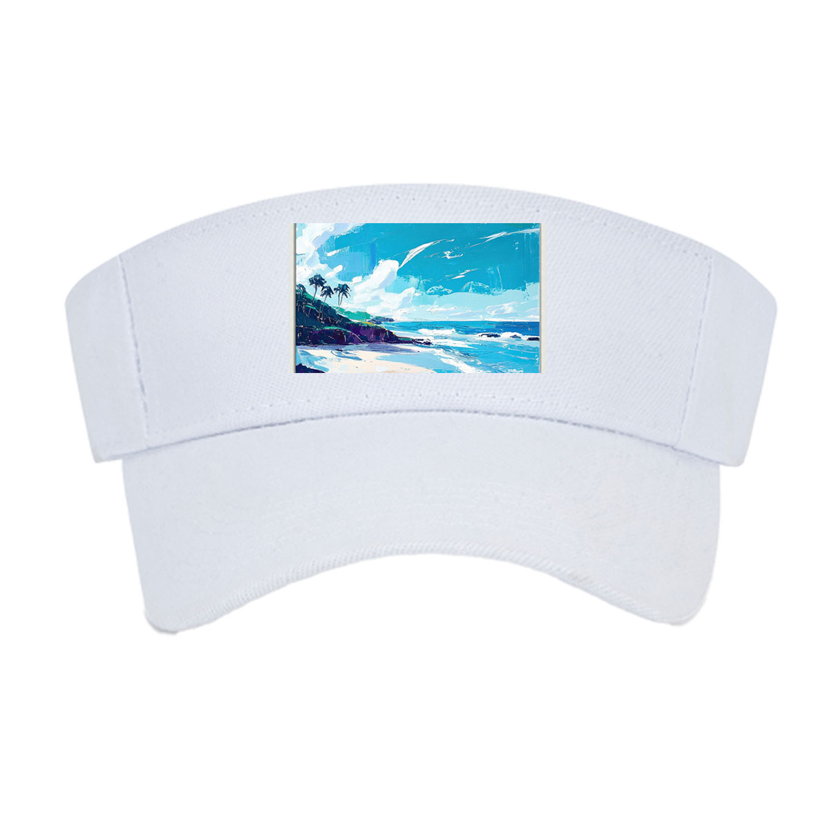 Tropical Beach with Palm Trees and Blue Sky -  Visor cap