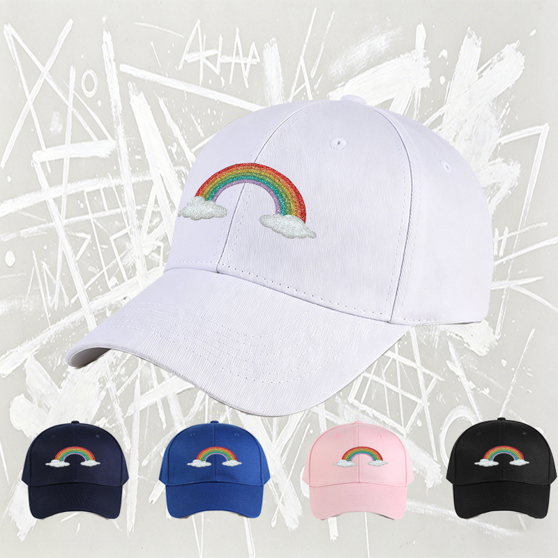 Unisex Classic Baseball Cap with Glitter Rainbow and Cloud Print - Perfect for Outdoor Activities, Casual Wear, and Festive Events - Ideal for Adults Seeking Fun and Colorful Fashion Accessory