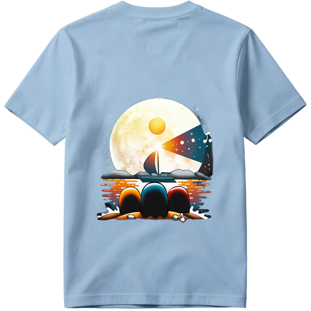 Sailboat Under the Moonlight with Musical Notes - Tee