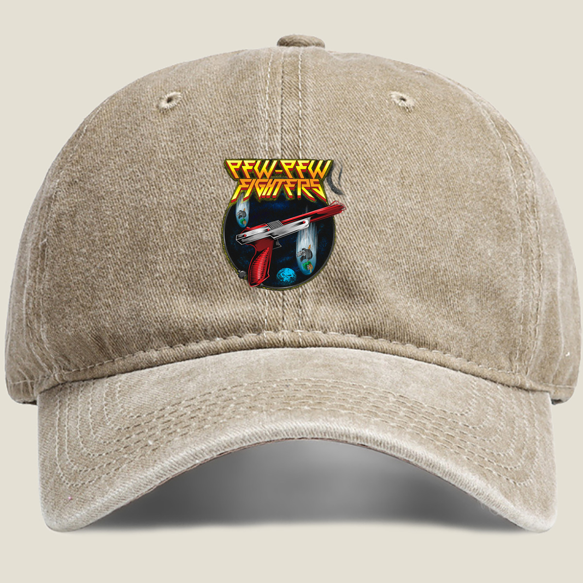 Pew-Pew Fighters: Laser Blasters and Space Ducks - Washed Denim - Baseball Cap