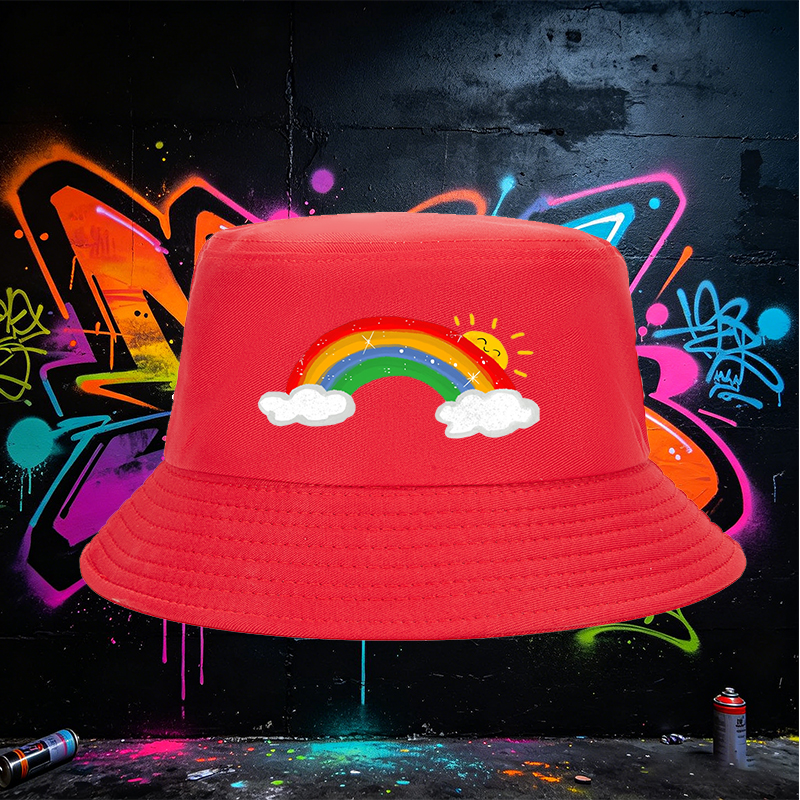 Unisex Rainbow Sun Print Bucket Hat for Outdoor Activities, Classic Stylish Design Perfect for Men and Women, Ideal for Beach, Hiking, Daily Wear, Casual Fashion Accessory