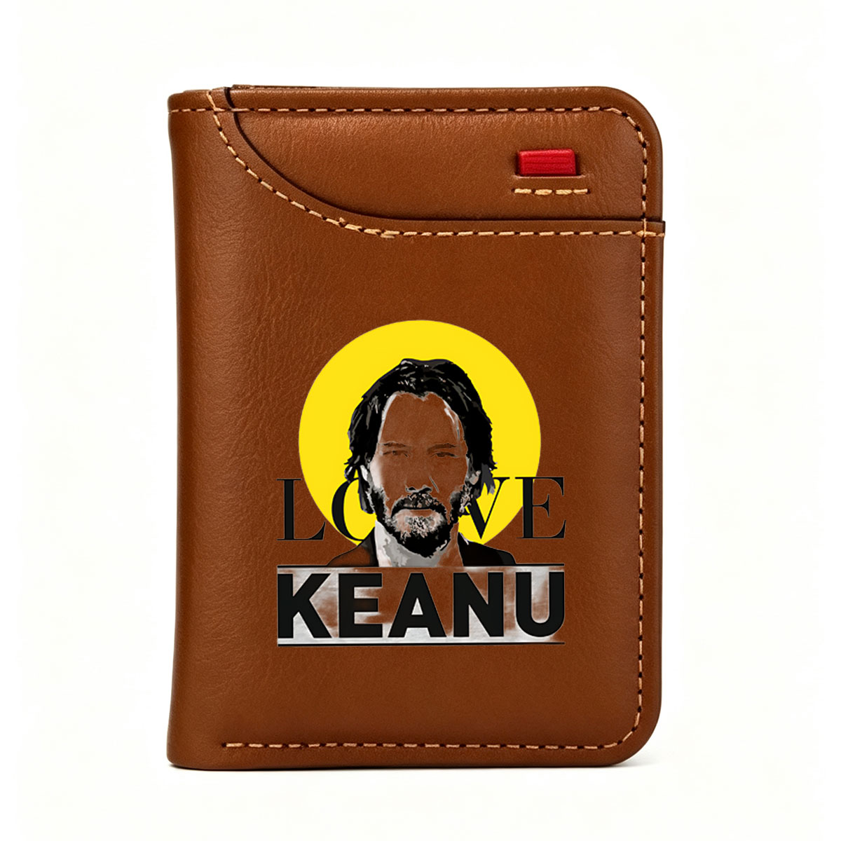 Keanu Reeves Love Portrait with Yellow Halo Background - Vertical Style Wallet