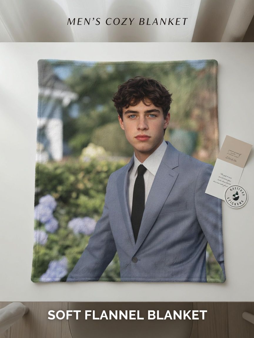 Custom Photo Portrait Flannel Fleece Blanket Personalized Soft Anti Pilling Throw for Couch Bed Travel Gift
