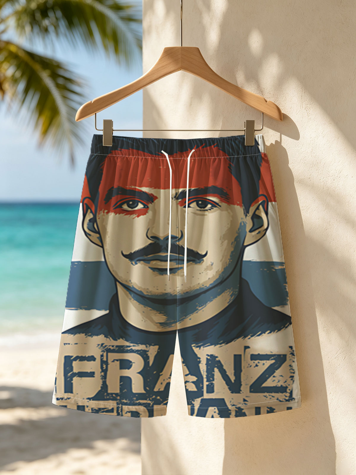 Franz Hermann Portrait with Austrian Flag Colors -  Beach shorts