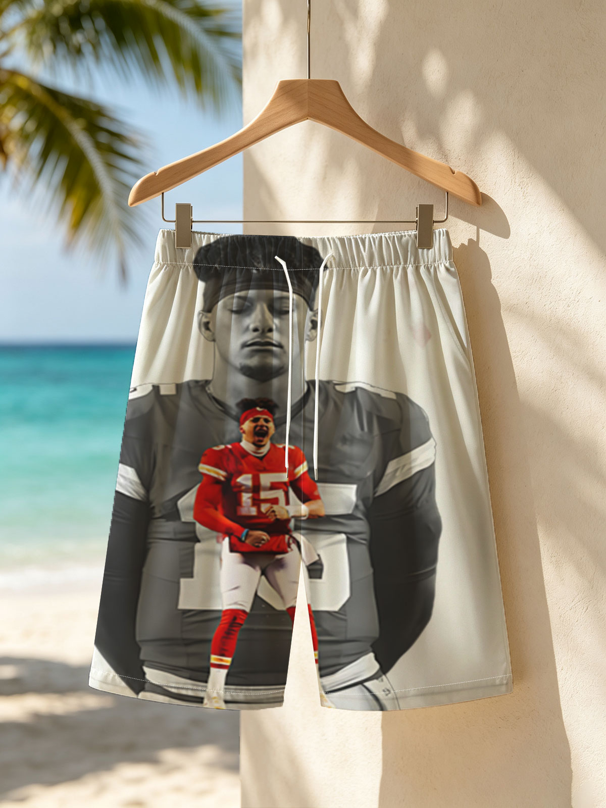 Patrick Mahomes in Action: Kansas City Chiefs Quarterback Spotlight -  Beach shorts