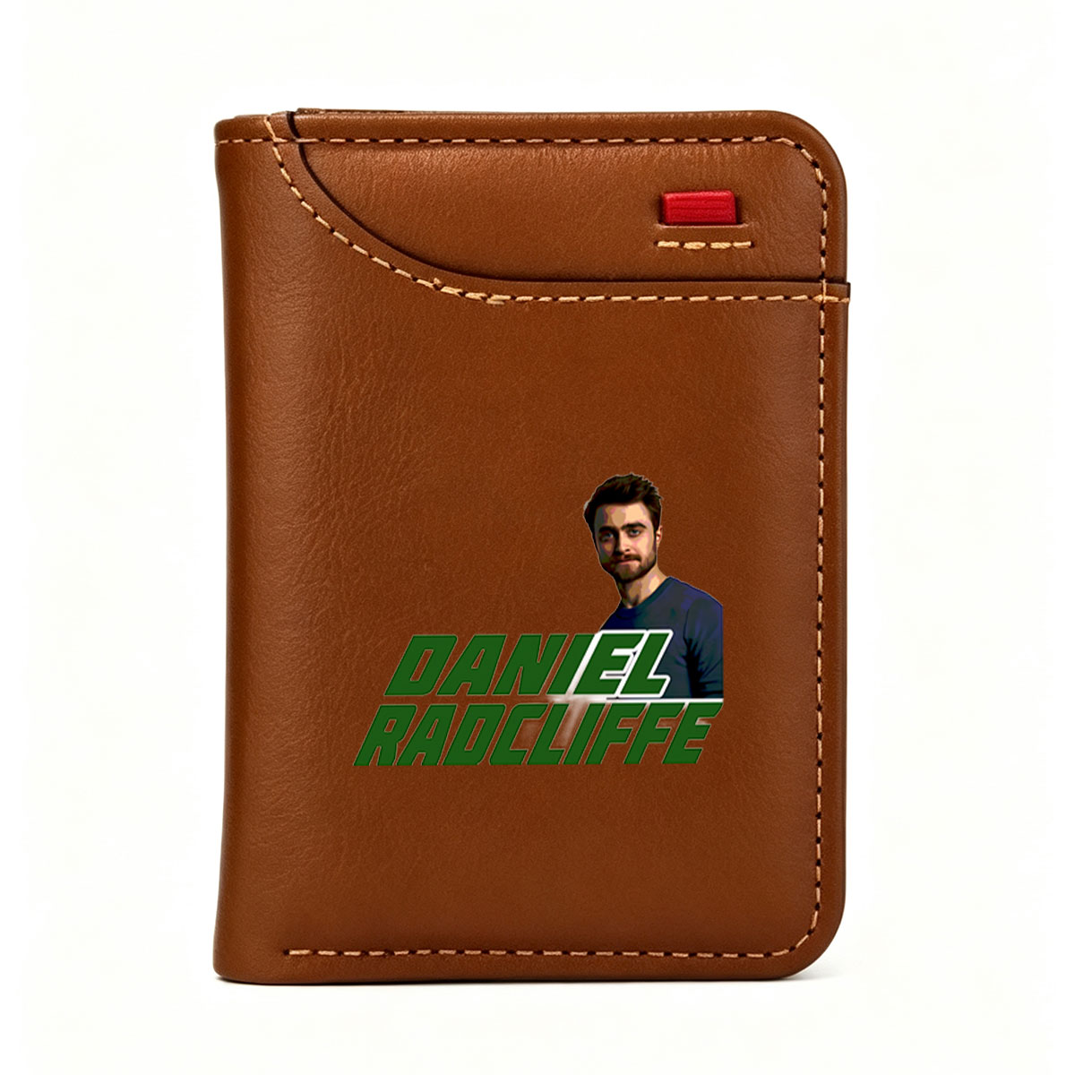 Daniel Radcliffe Portrait with Bold Green Text Overlay - Vertical Style Wallet