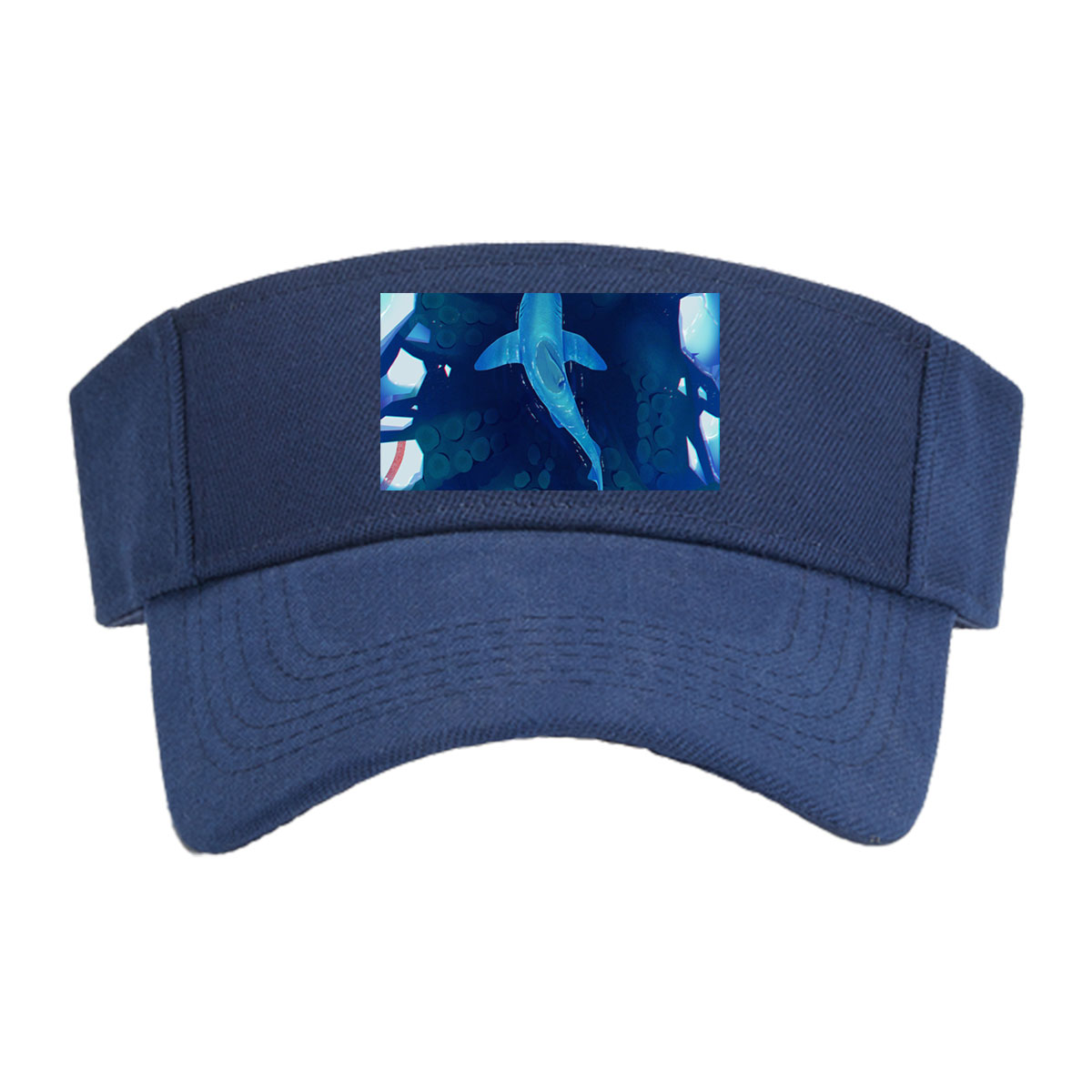 Shark swims through icy coral reef in deep blue ocean -  Visor cap
