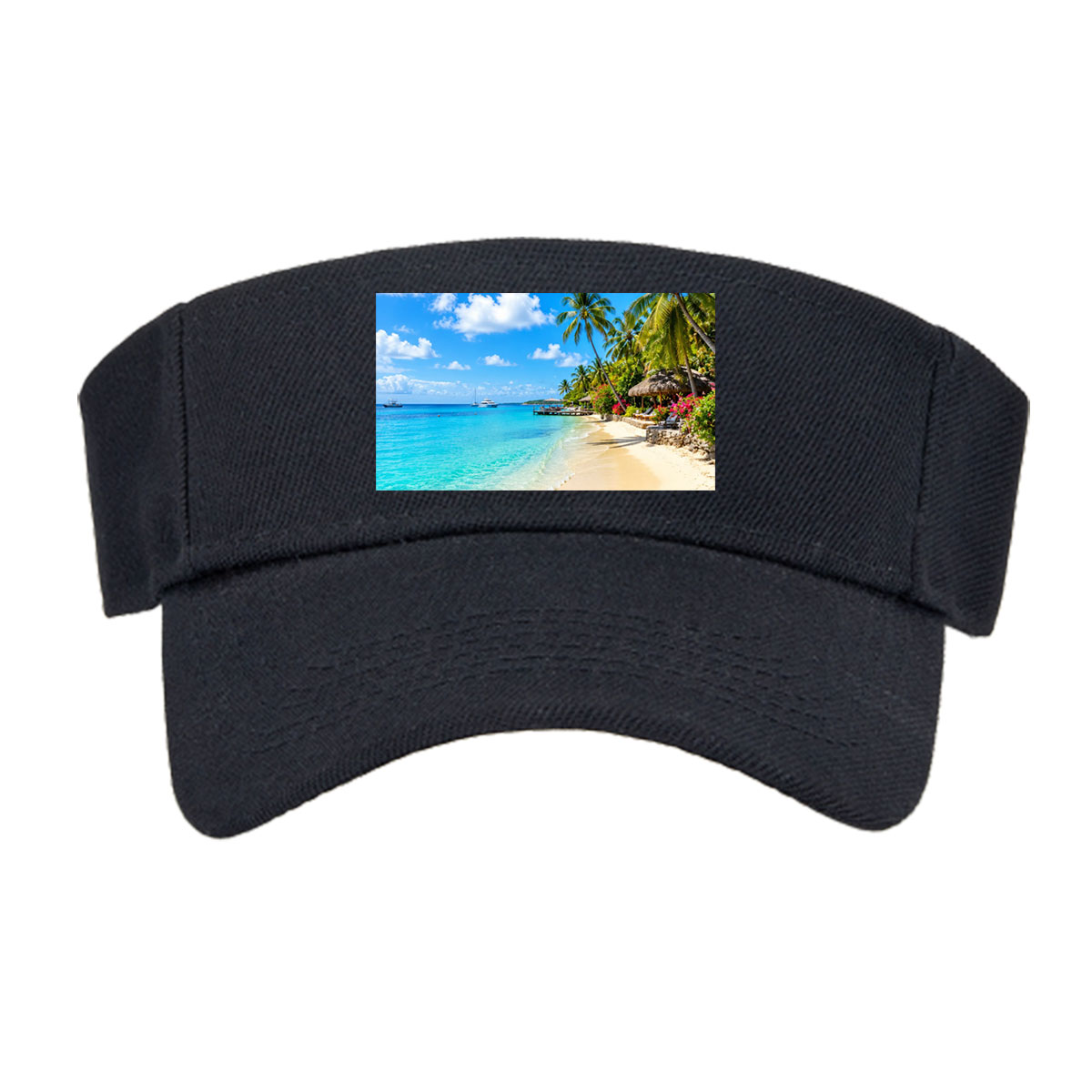 Tropical Beach with Palm Trees and Crystal Clear Water -  Visor cap