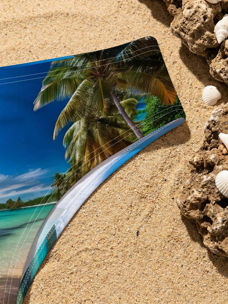 Tropical Beach with Palm Trees and Crystal Clear Water -  Men's swim trunks
