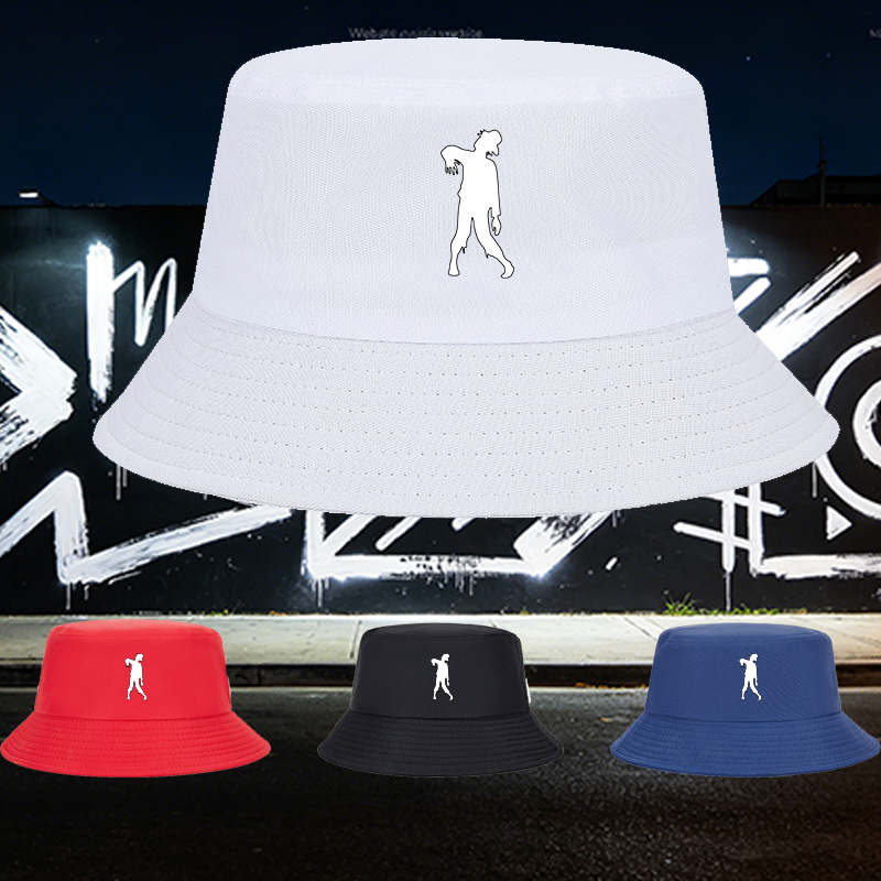 Unisex Bucket Hat with Zombie Silhouette Print - Classic Cotton Sun Hat for Outdoor Activities, Perfect for Halloween, Camping, and Casual Wear - Ideal for Teens and Adults Seeking Unique Fashion Statement