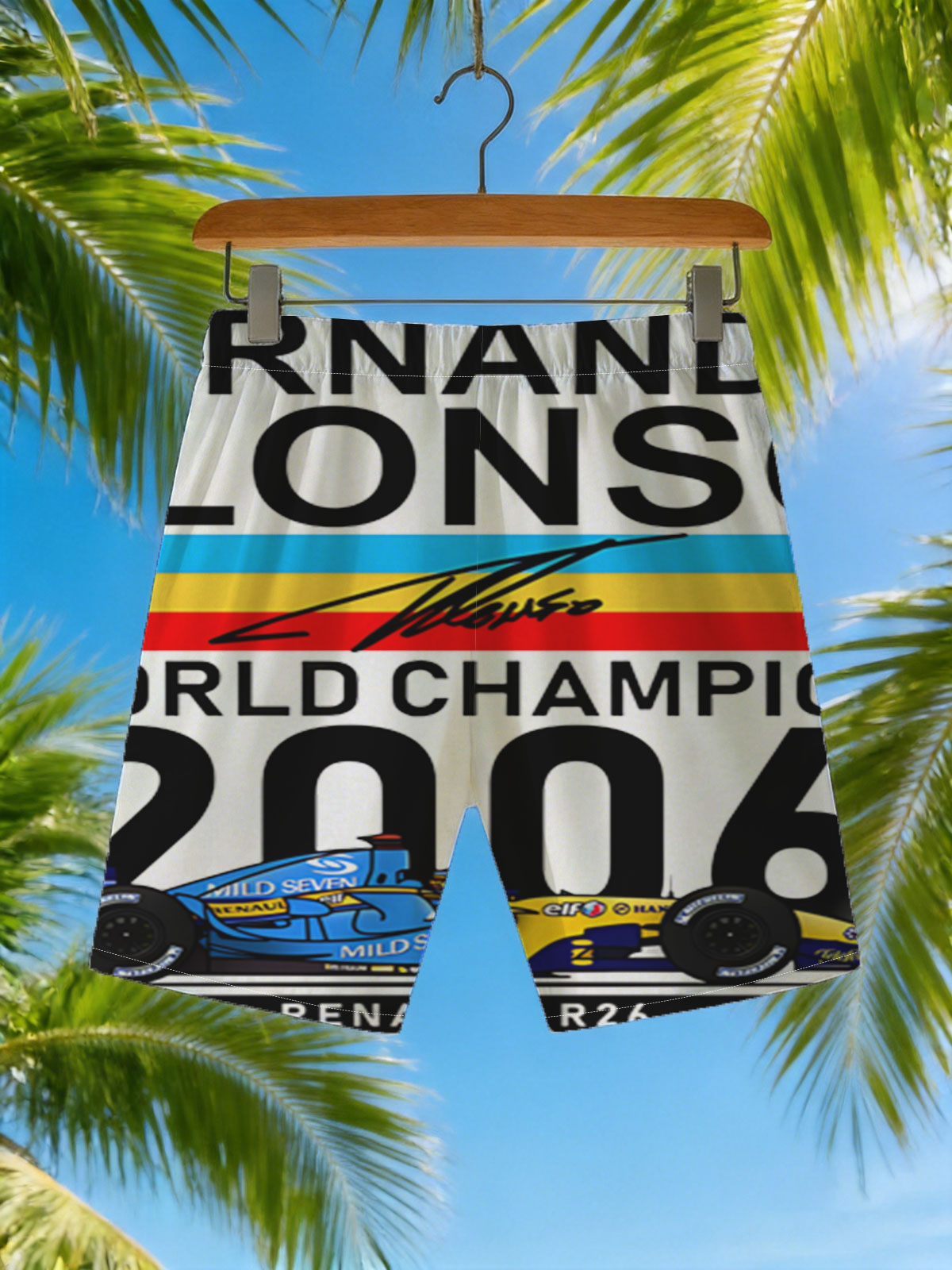 Fernando Alonso Renault R26 2006 World Champion Formula 1 Racing Car -  Beach shorts