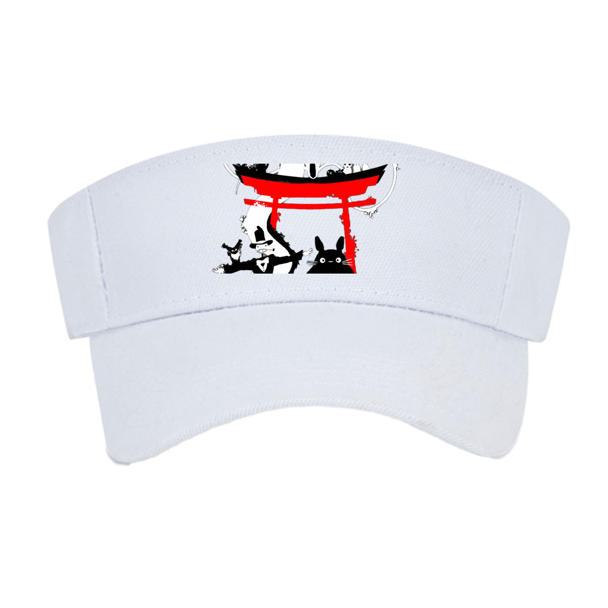 Totoro, No-Face, and Spirited Away Characters in a Japanese Shrine Scene -  Visor cap
