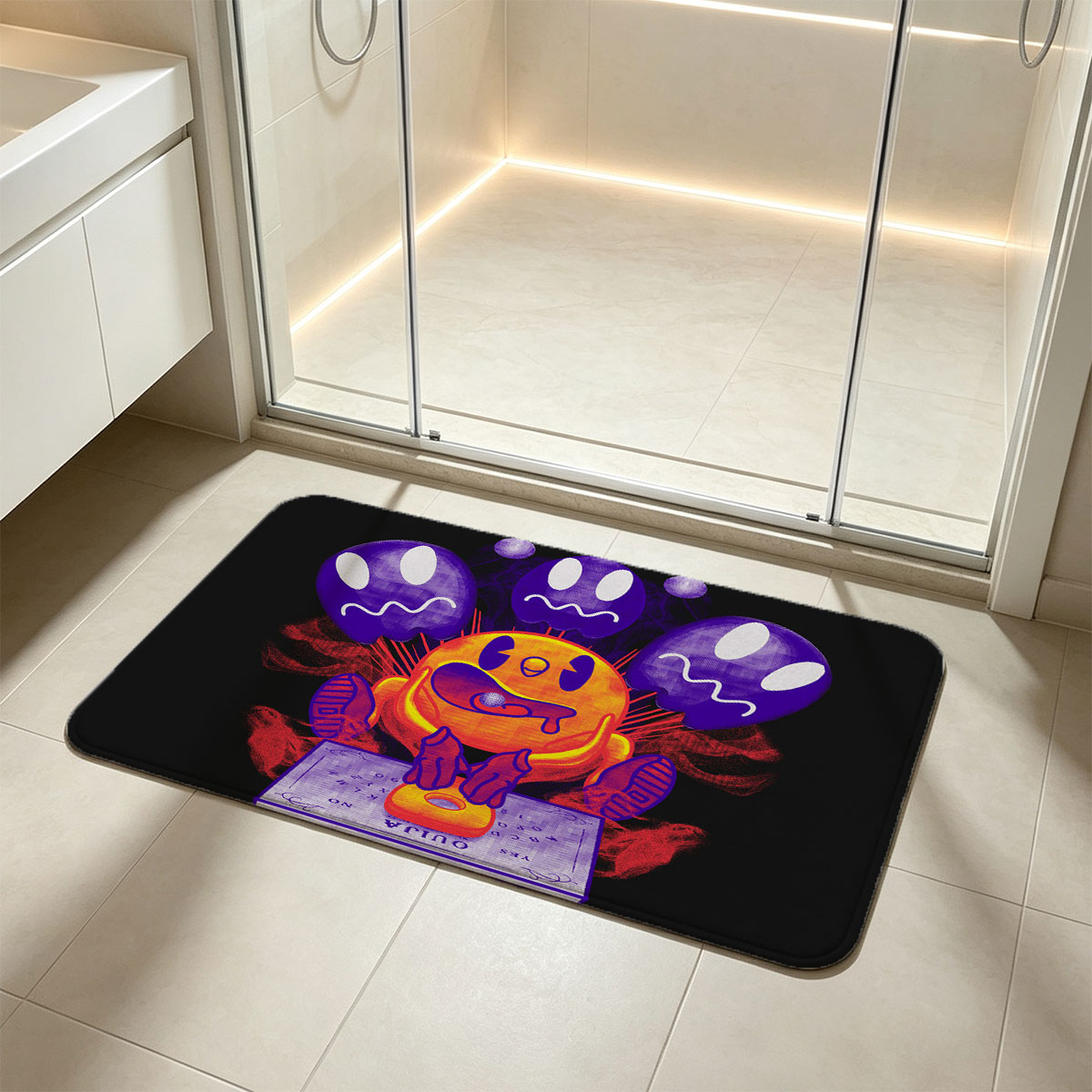 Pac-Man and Ghosts on Ouija Board - Flannel floor mat