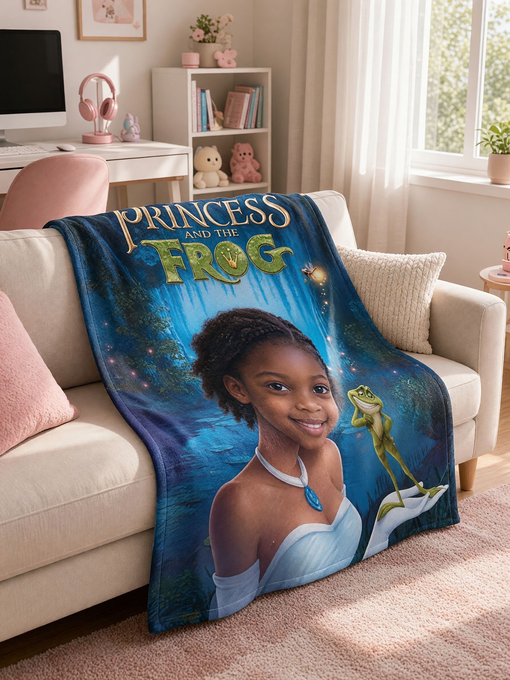 Custom Face Photo Blanket Personalized Fairy Princess Flannel Fleece Throw Soft Skin-Friendly Cozy Warm Gift