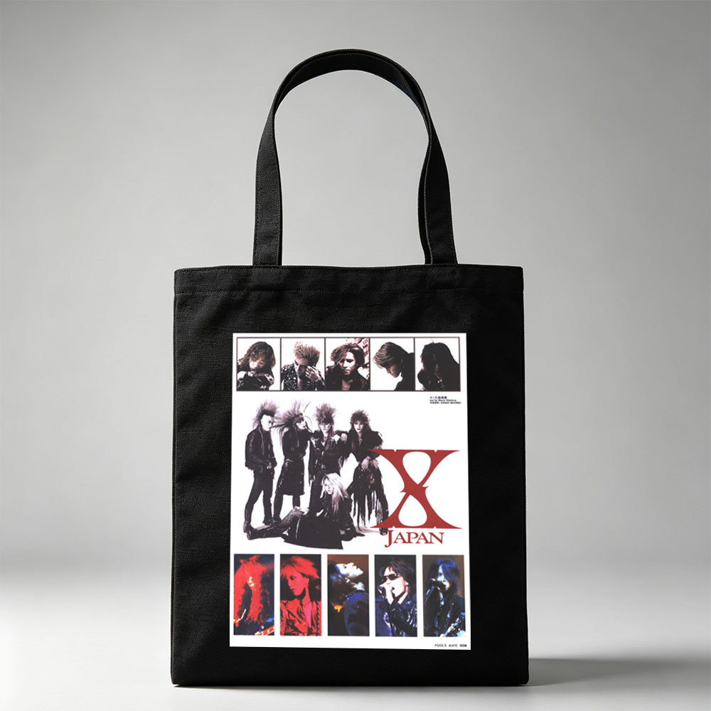 X Japan Band Members in Dramatic Pose with Intense Expressions and Gothic Rock Style - Canvas tote bags