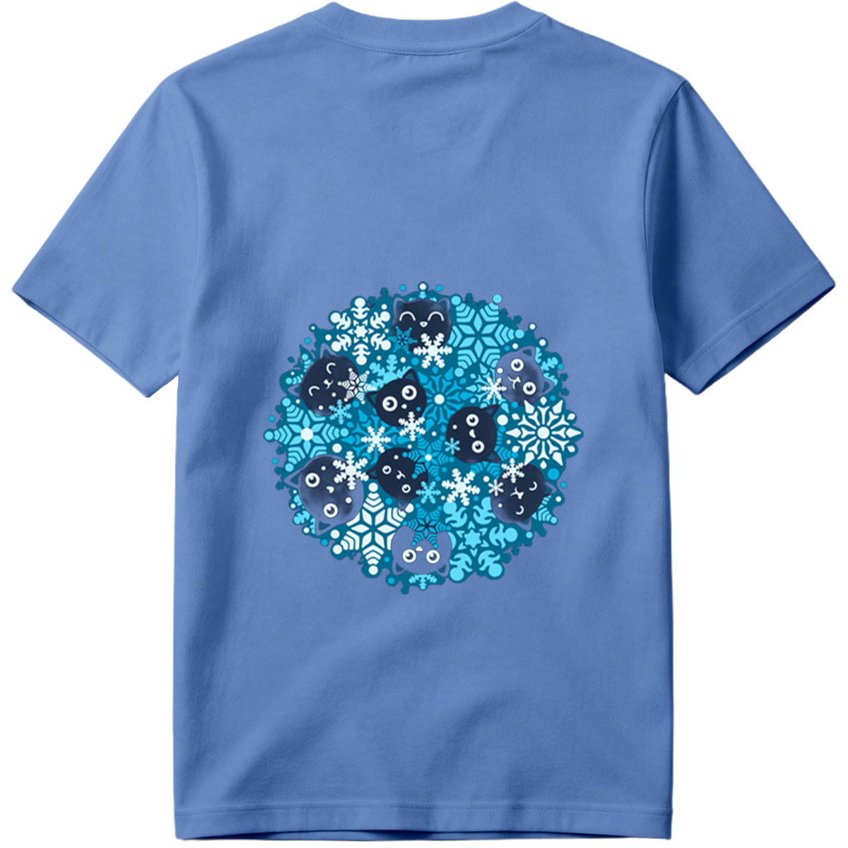 Black Cats and Snowflakes Winter Pattern - Tee