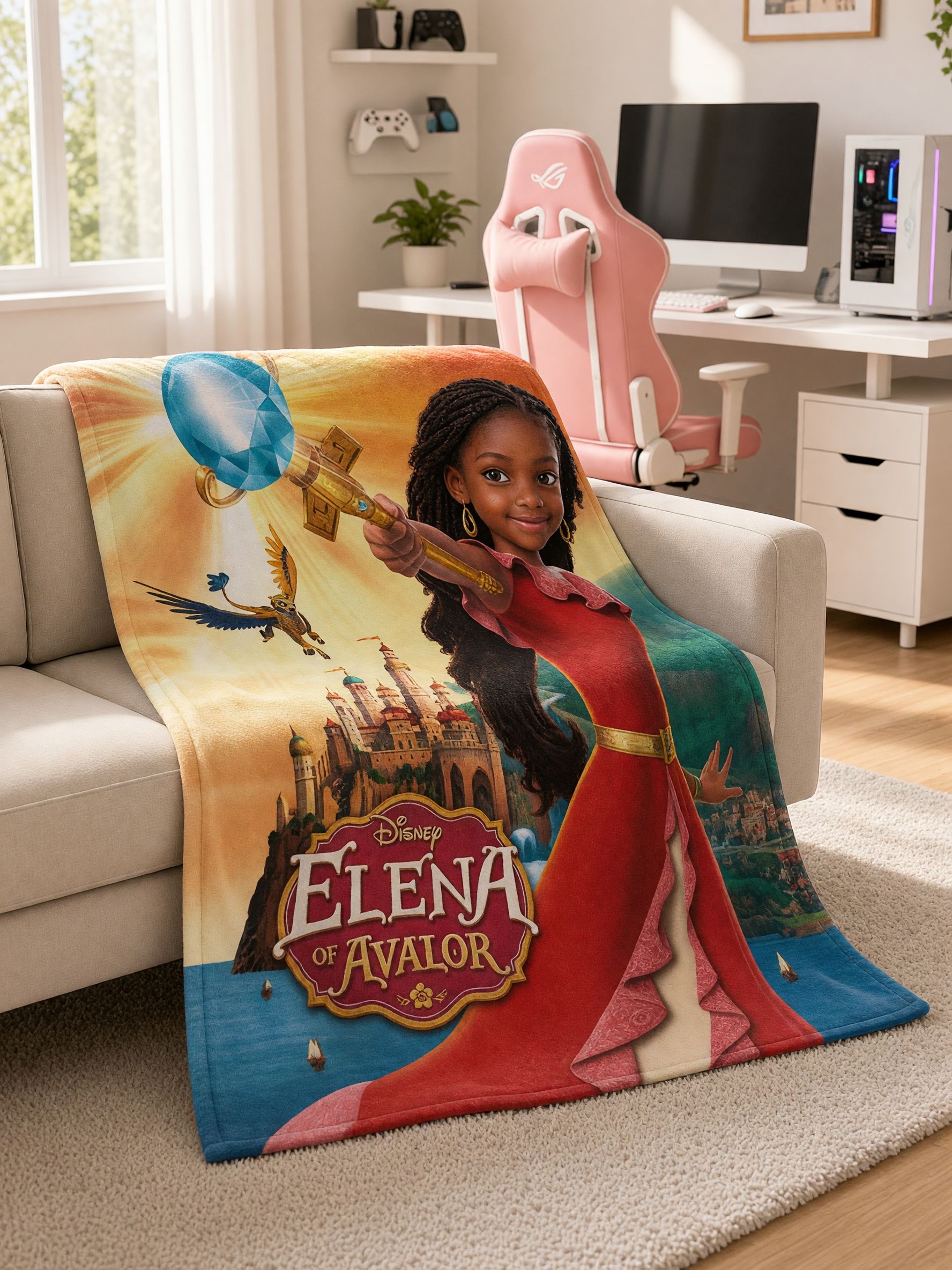 Custom Face Photo Blanket Personalized Princess Flannel Fleece Throw, Ideal Cozy Gift for Kids and Family