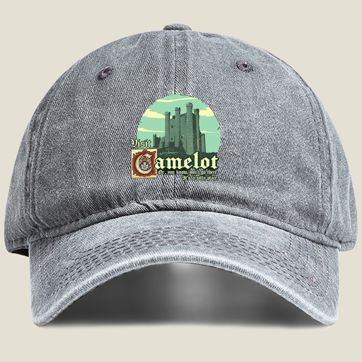 Visit Camelot: A Silly Place - Washed Denim - Baseball Cap
