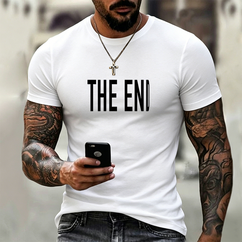 Unisex Classic T-Shirt The End Text Graphic Design Men Women Casual Streetwear Tee for Everyday Wear, Travel, and Pop Culture Fans