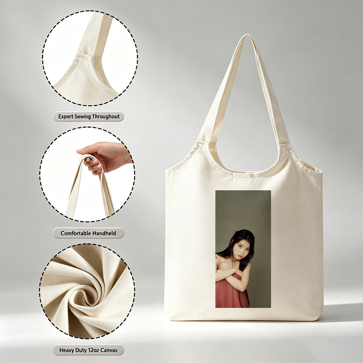 Rina Sawayama in a Soft Portrait Wearing a Pink Dress with Crossed Arms - Canvas shoulder bags/