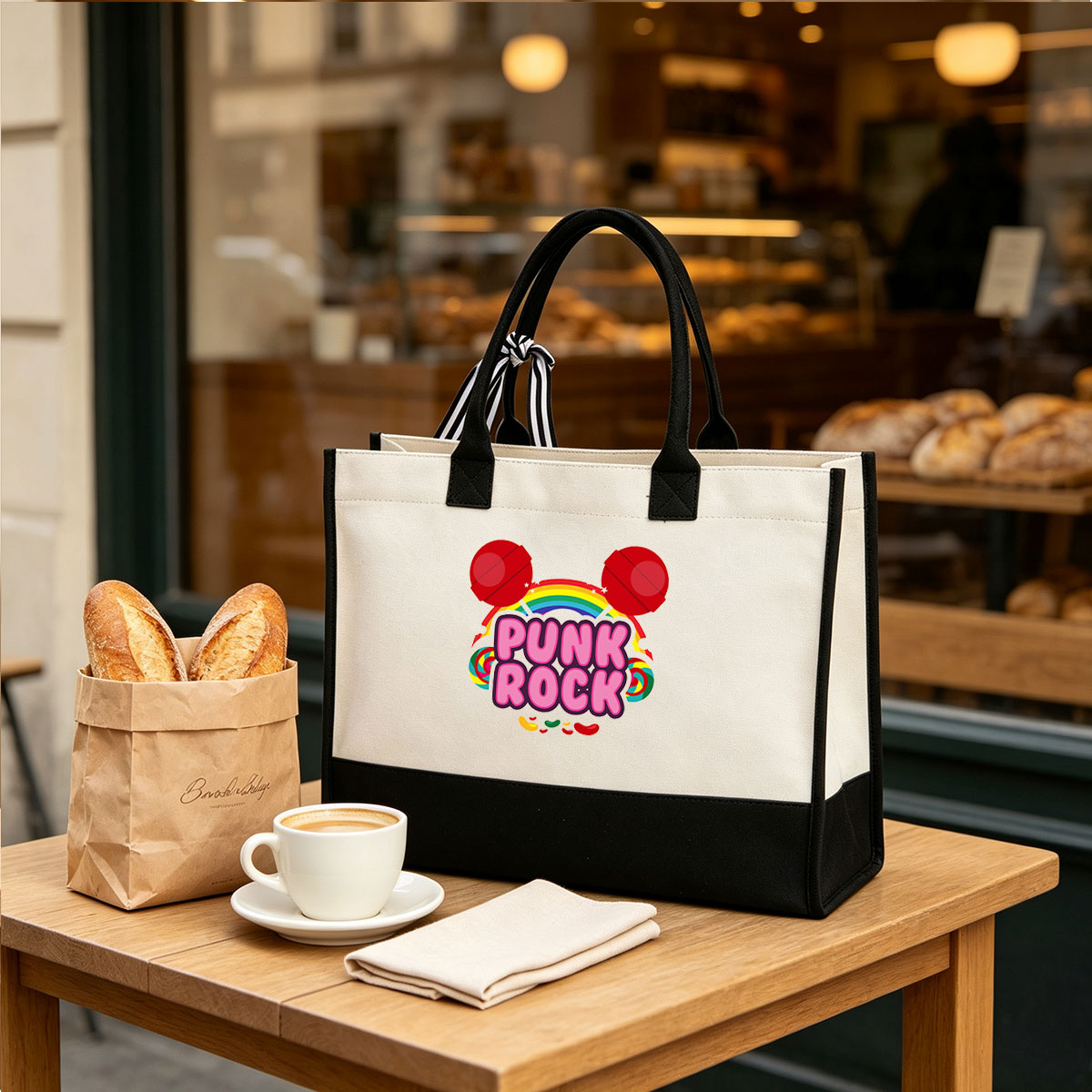 Punk Rock Candy: Mickey Mouse Inspired Design - Canvas patchwork gift tote bag