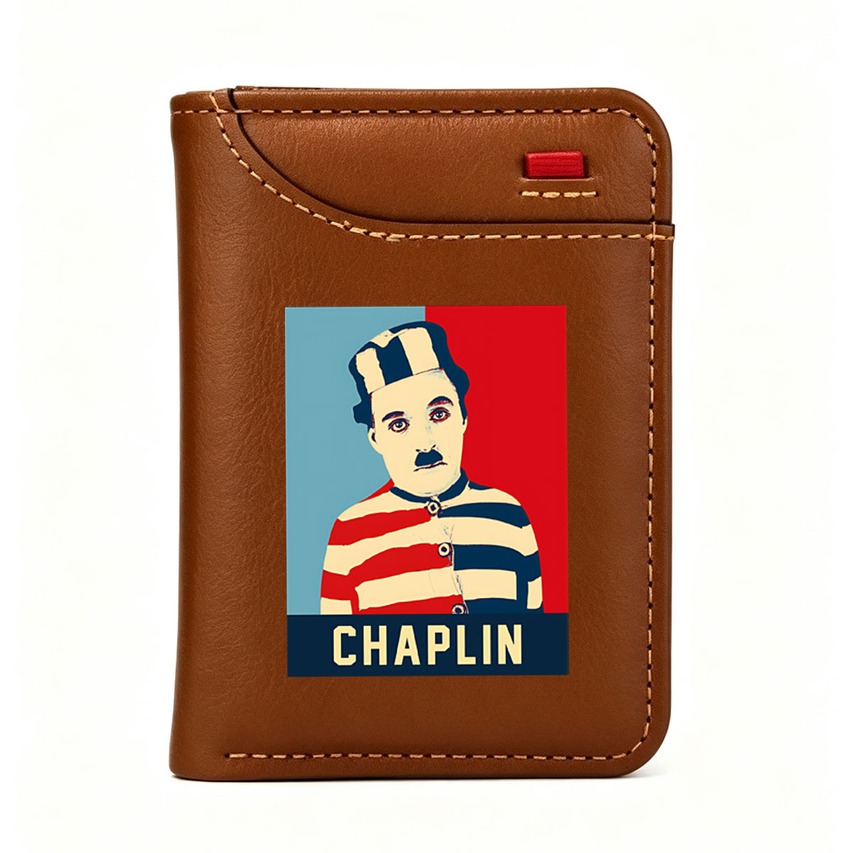 Chaplin in Striped Jumpsuit and Hat - Vertical Style Wallet
