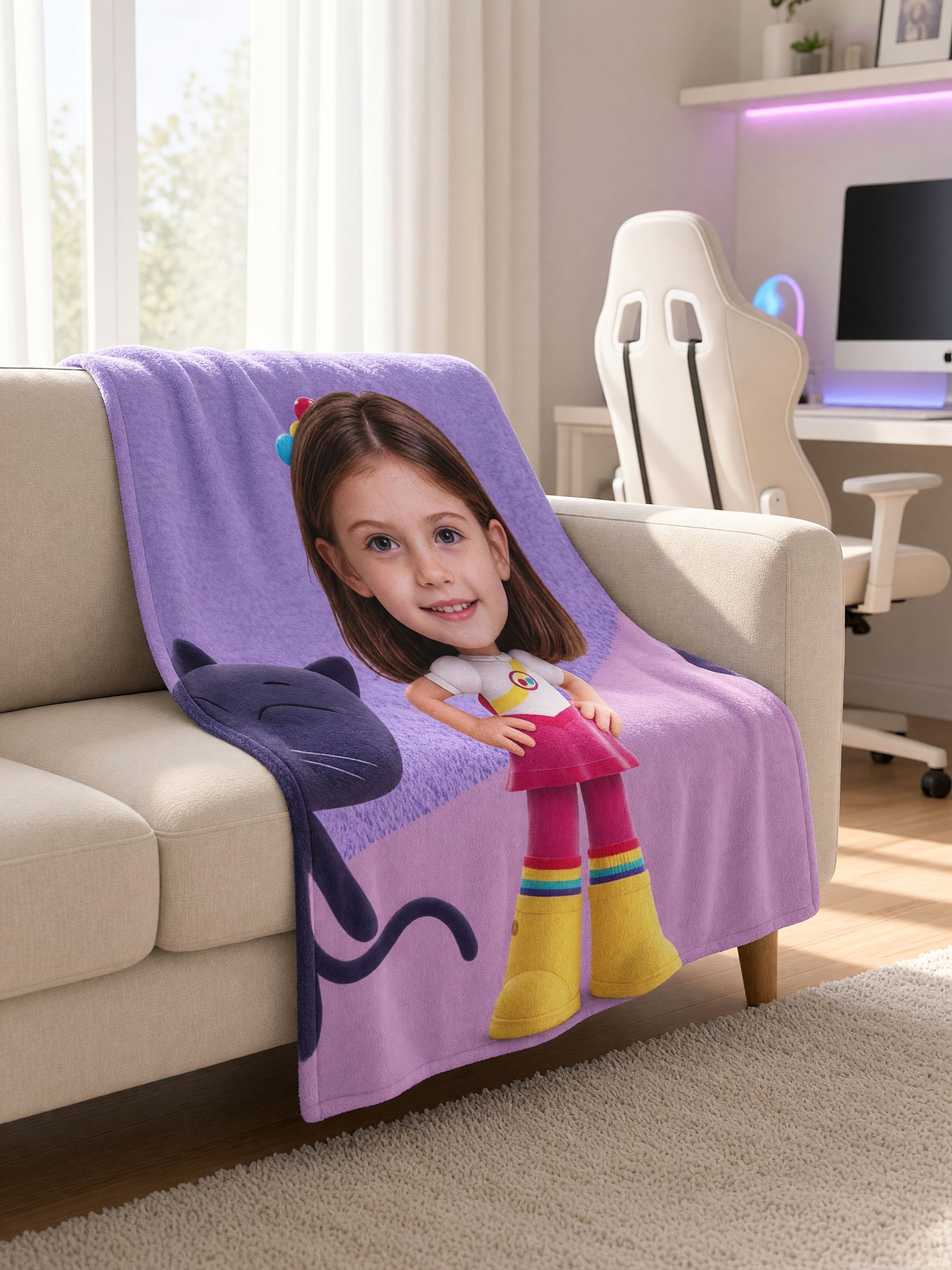 Custom Face Blanket Personalized Big Head Photo Flannel Fleece Throw, Cozy Soft Keepsake Gift for Kids and Family