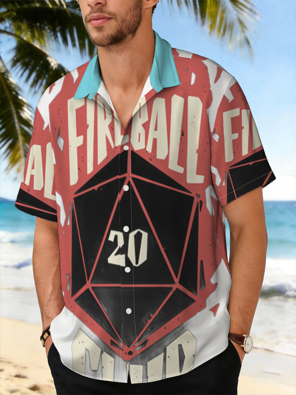 Fireball Club: D20 Dice with Fiery Design -  Shirt