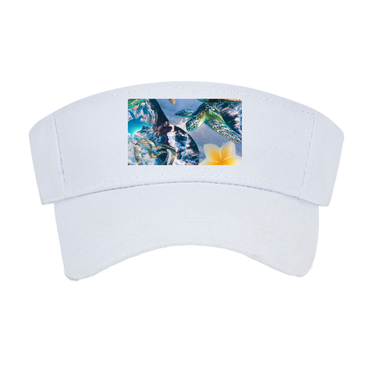 Turtles, stars, and flowers in a heart-filled ocean scene -  Visor cap