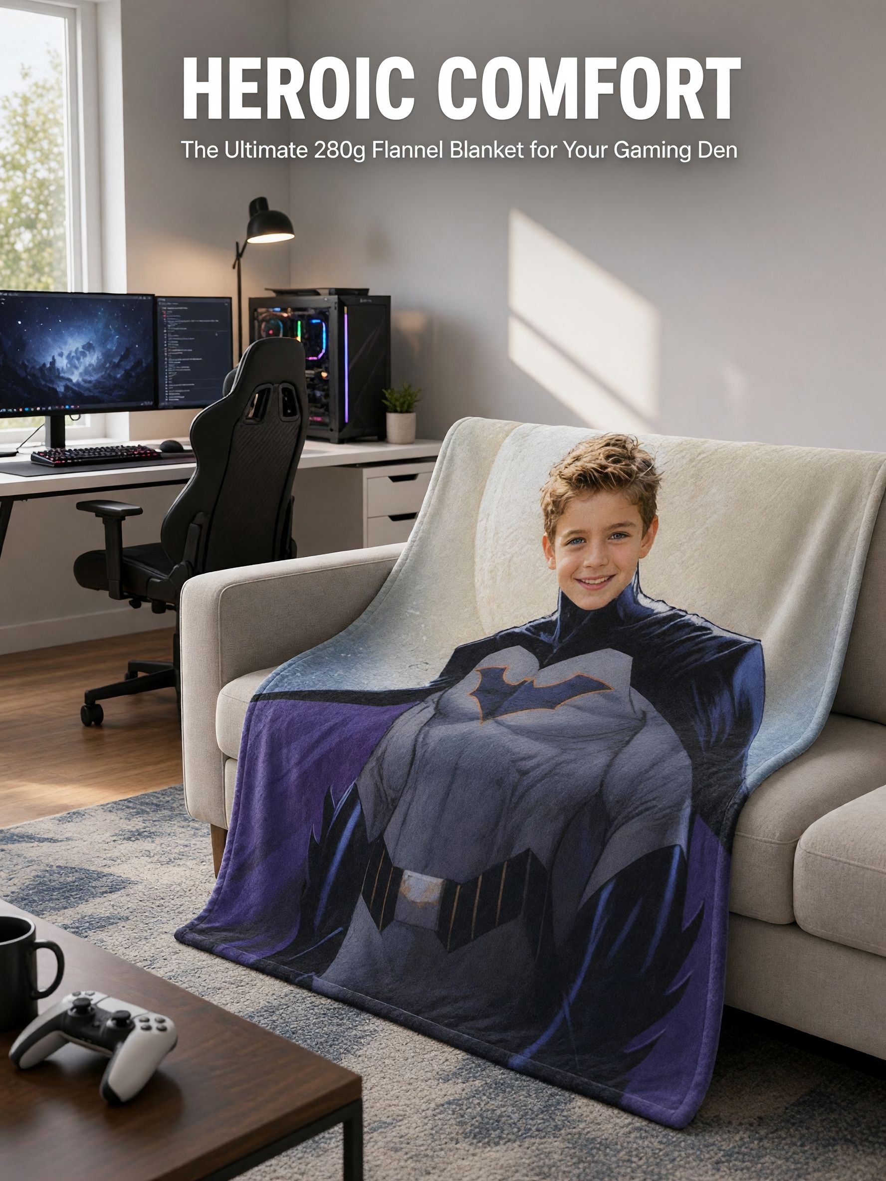 Custom Face Photo Blanket Personalized Superhero Flannel Throw Cozy Fleece Bed Blanket Ideal Personalized Gift
