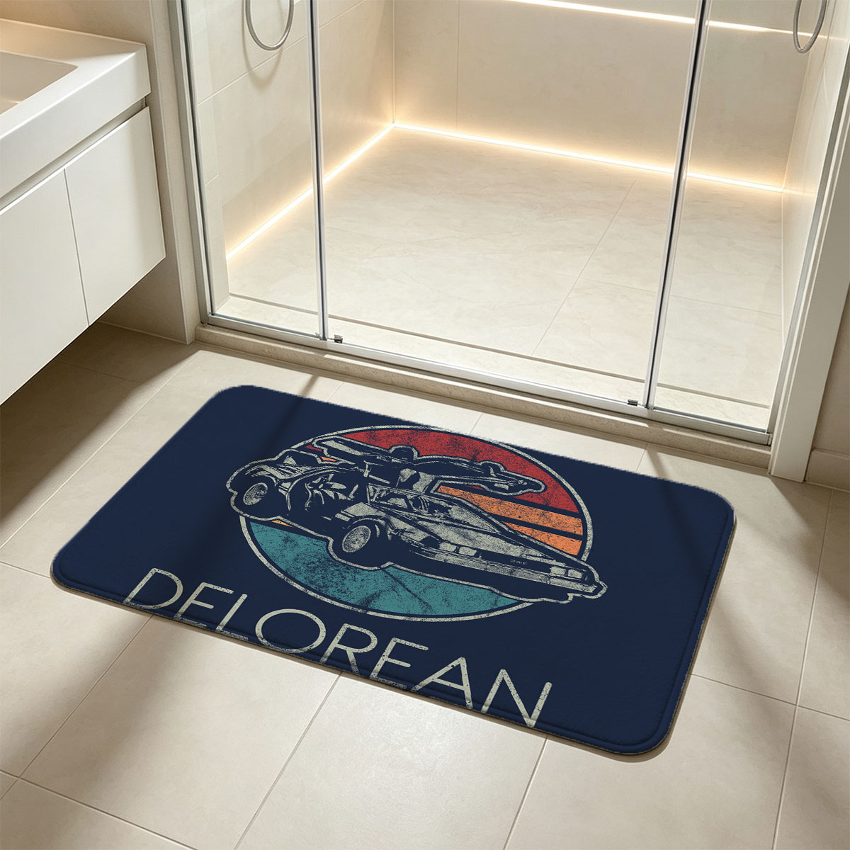 Delorean Time Machine - Back to the Future Icon - Flannel floor mat