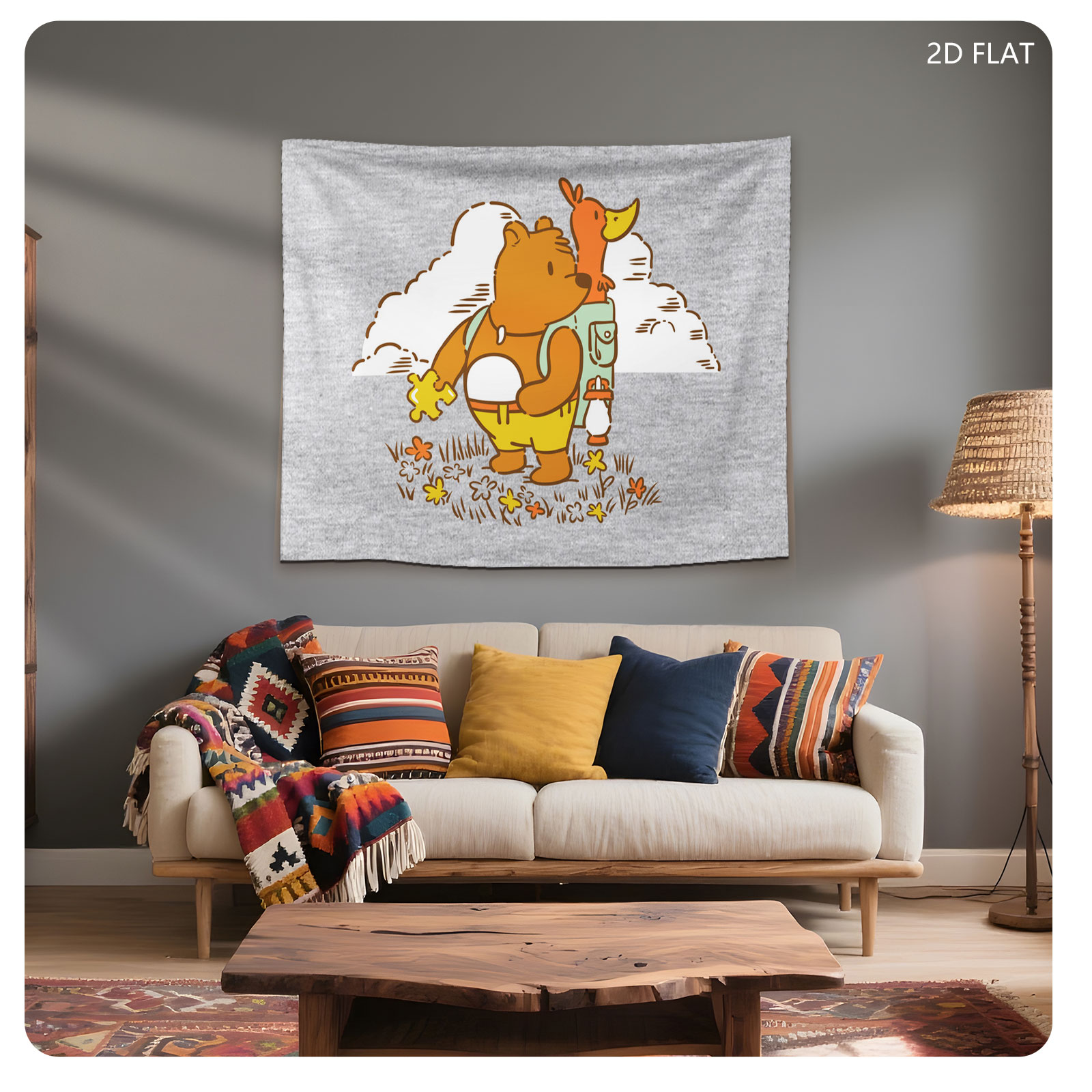 Bear and Duck Adventure in the Field - Tapestry