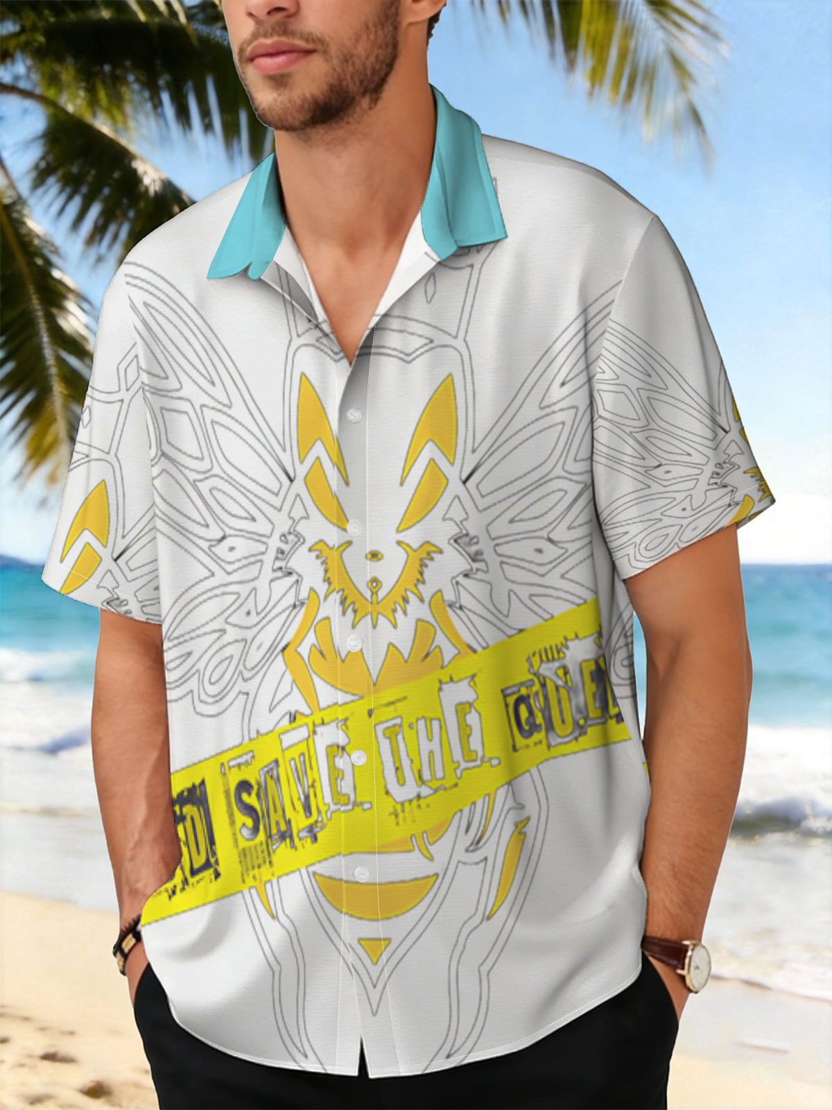 God Save the Queen: Bee with Crown and Yellow Banner -  Shirt