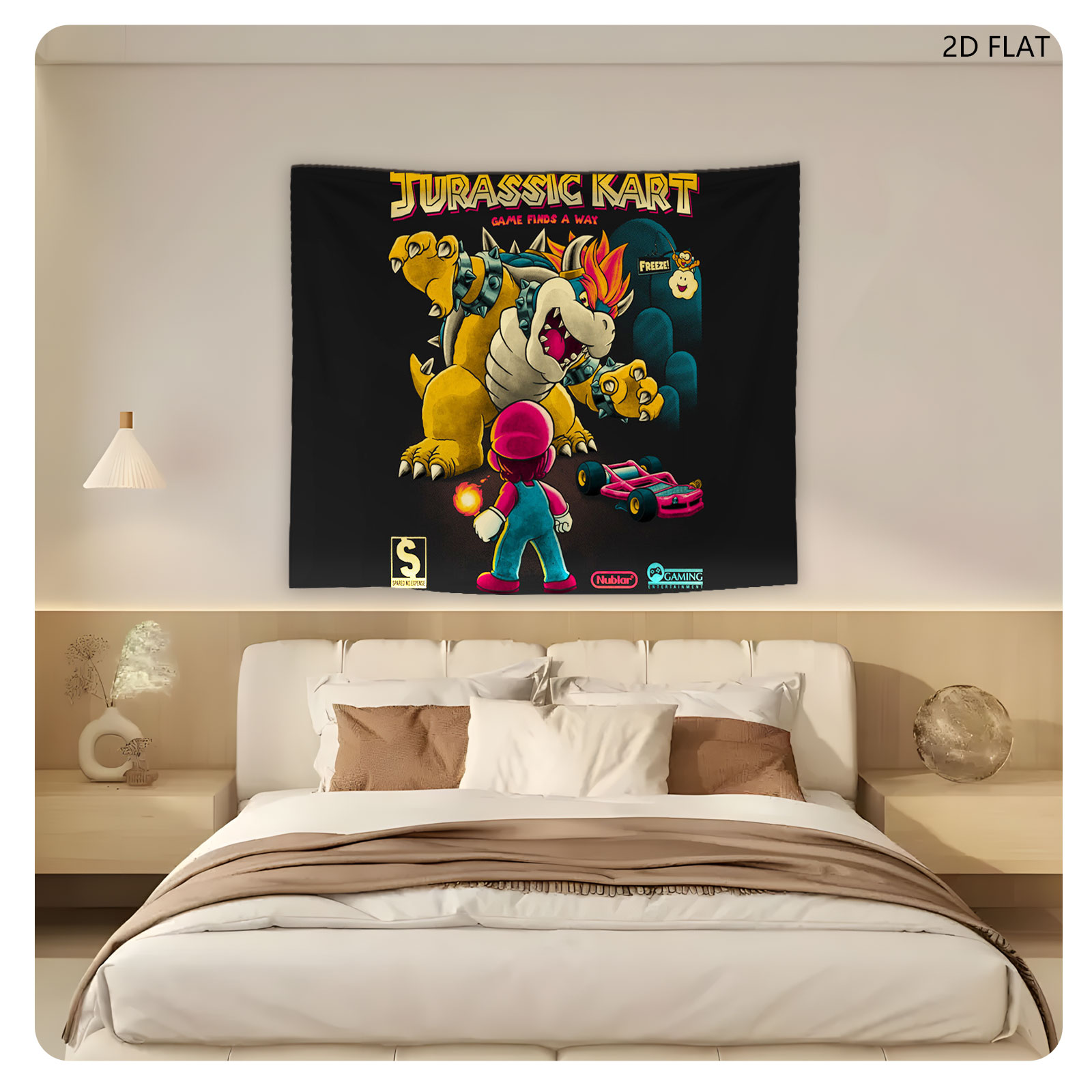 Jurassic Kart: Mario vs Bowser in a Prehistoric Race Adventure - Tapestry