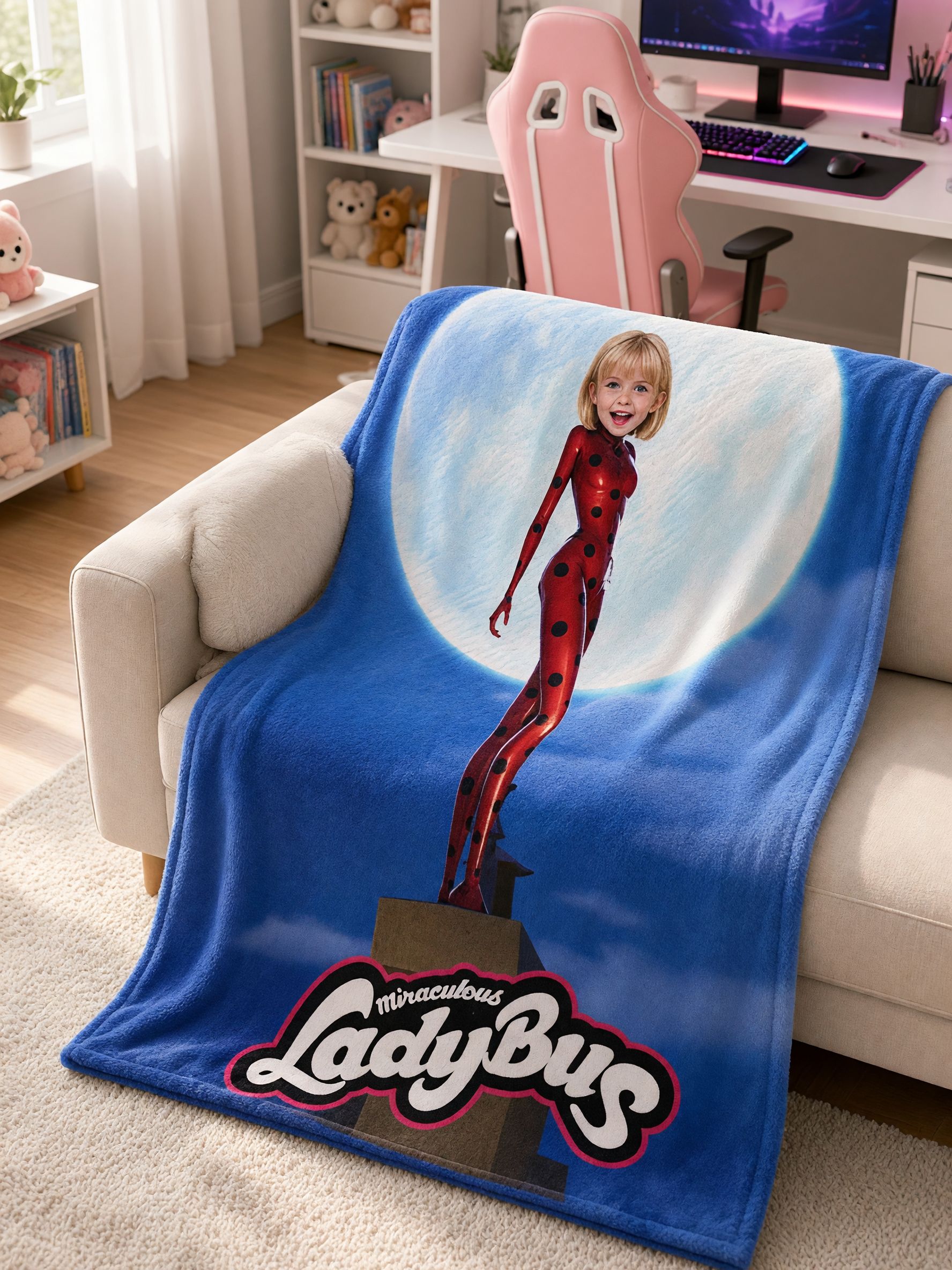 Custom Face Superhero Flannel Blanket, Ultra Soft Personalized Photo Throw, Ideal Cozy Gift for Kids Bed Couch