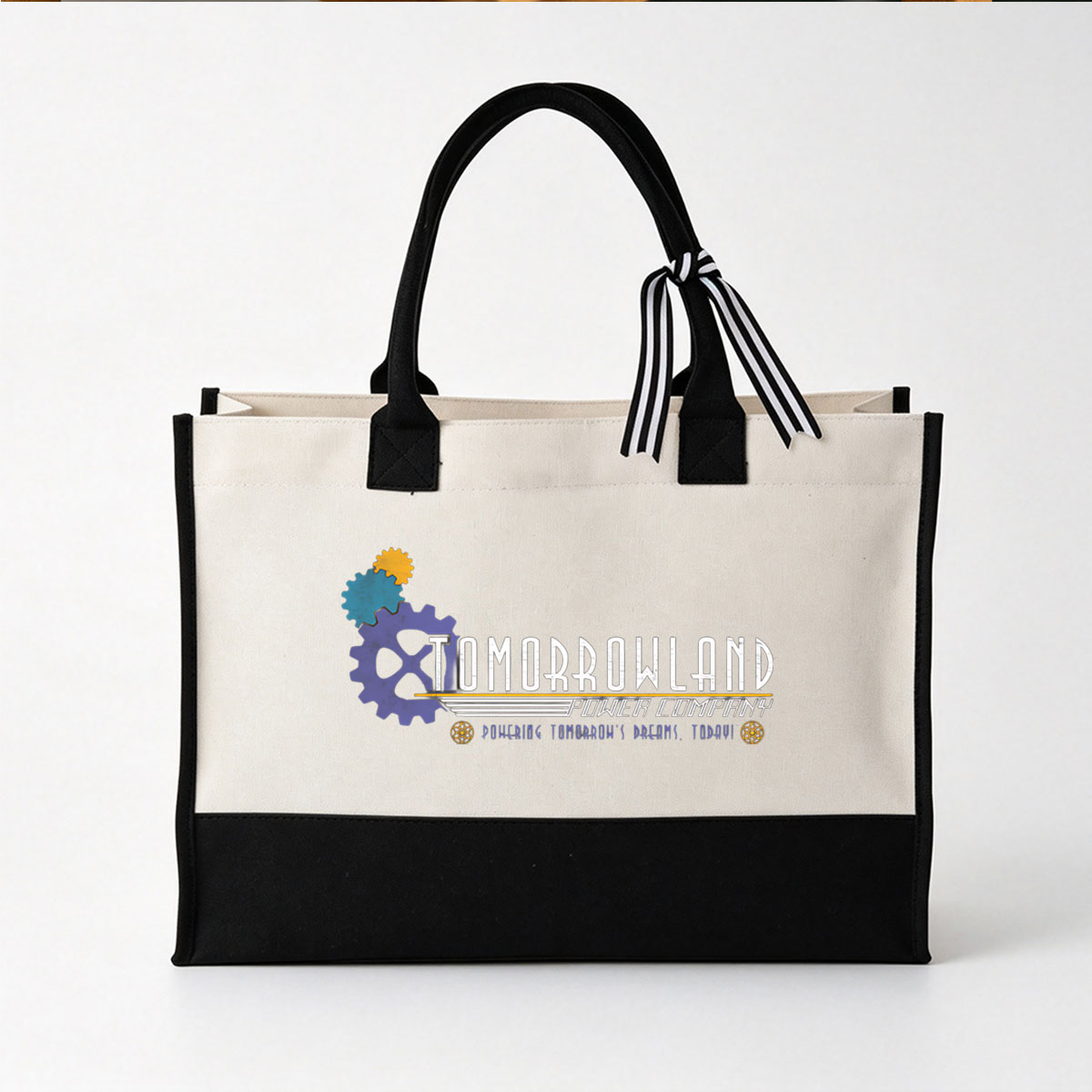 Tomorrowland Power Company: Powering Tomorrow's Dreams Today! - Canvas patchwork gift tote bag