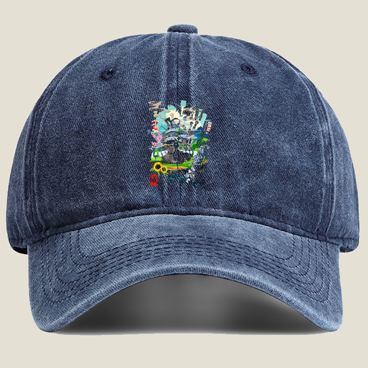 Castle of the Ninja and the Sunflower - Washed Denim - Baseball Cap