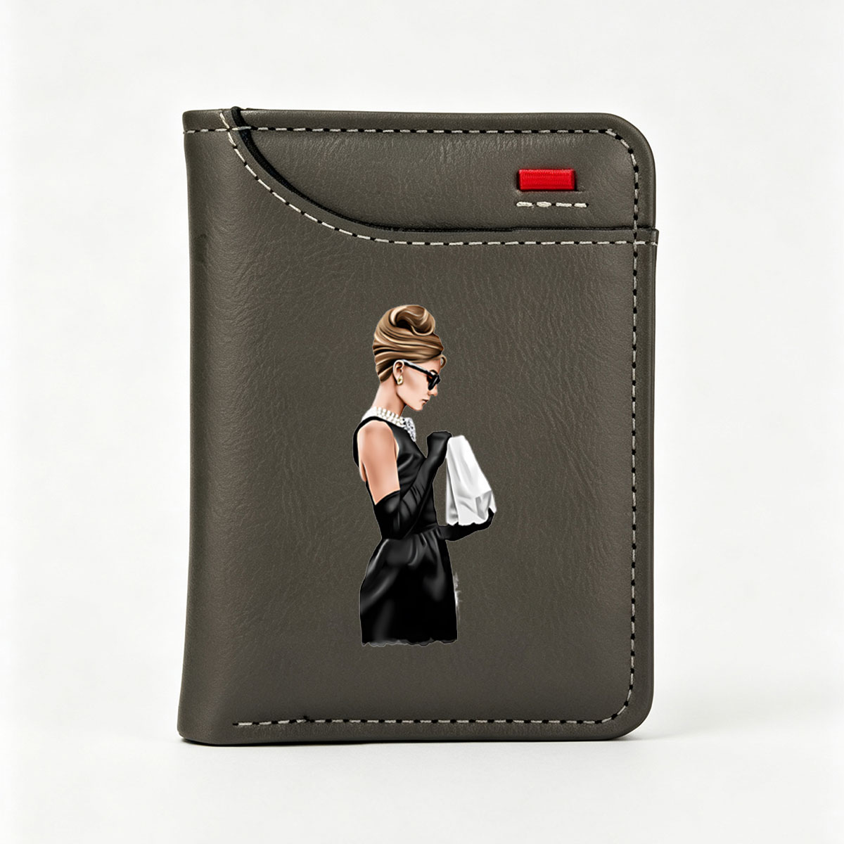 Audrey Hepburn in Black Dress and Sunglasses - Vertical Style Wallet