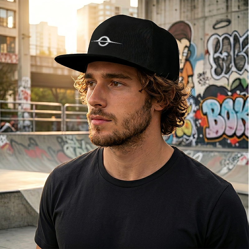 Flat Brim Baseball Cap Saturn Ring Print Streetwear Underground Skate Style for Basketball Court Skate Park Urban Riders and Hip Hop Artists