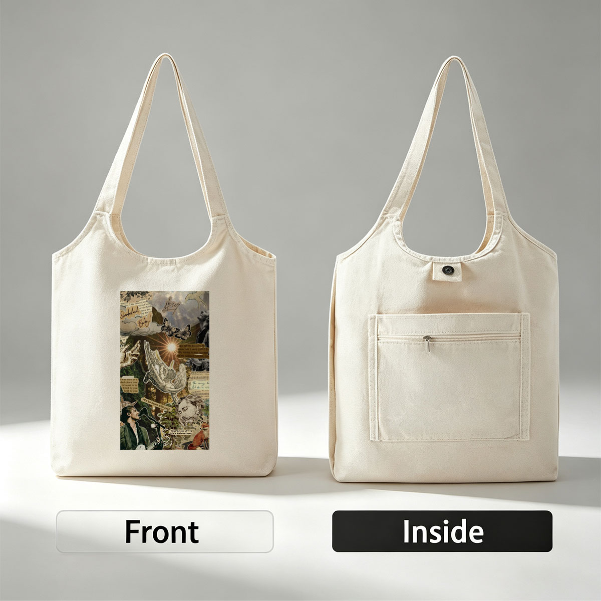 Ed Sheeran Concert Scene with Nature and Lyrics Collage Art - Canvas shoulder bags/