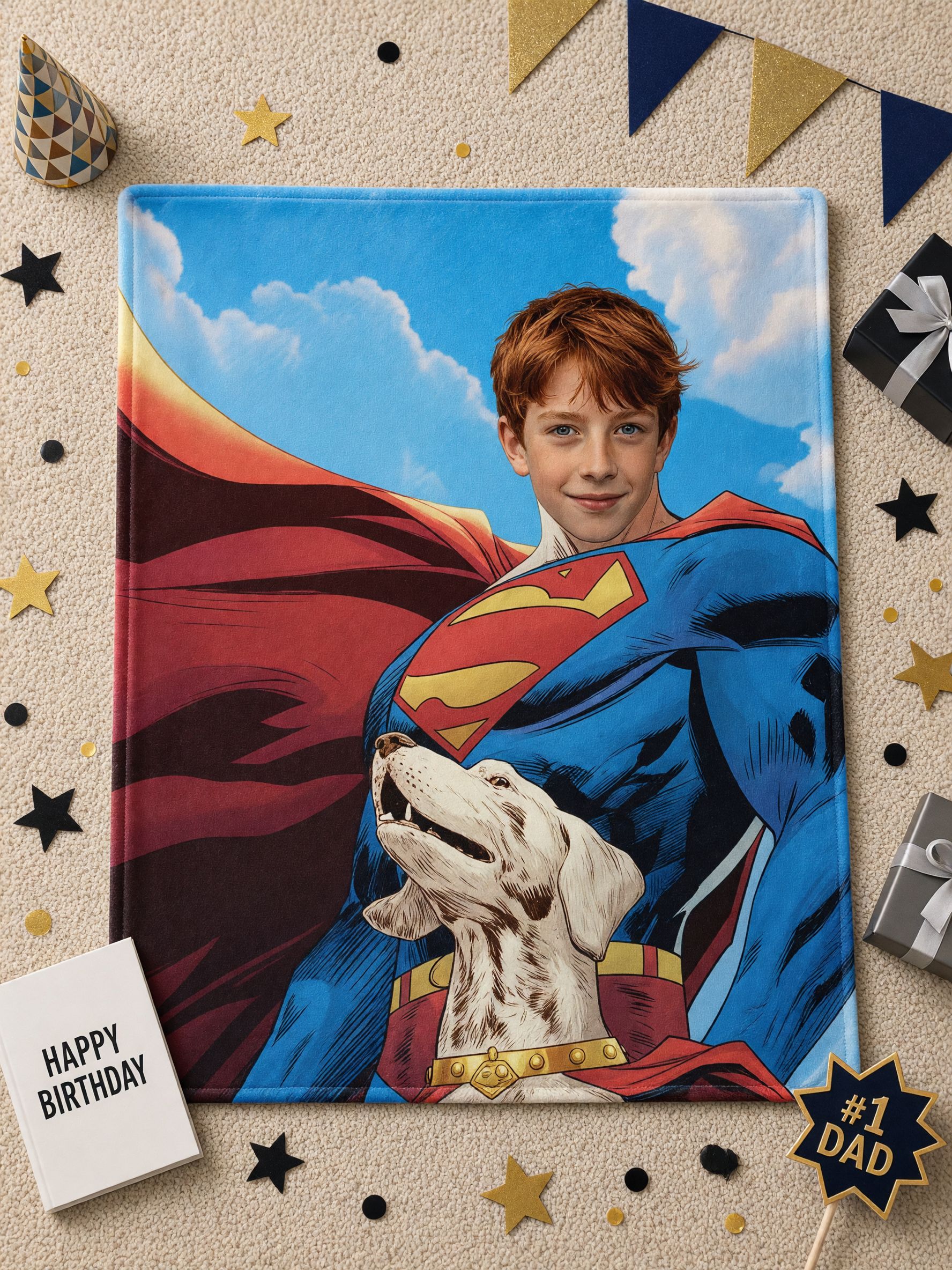 Custom Superhero Face Photo Blanket Soft Flannel Fleece Throw Lightweight Warm Bed Sofa Quilt Ideal Personalized Gift