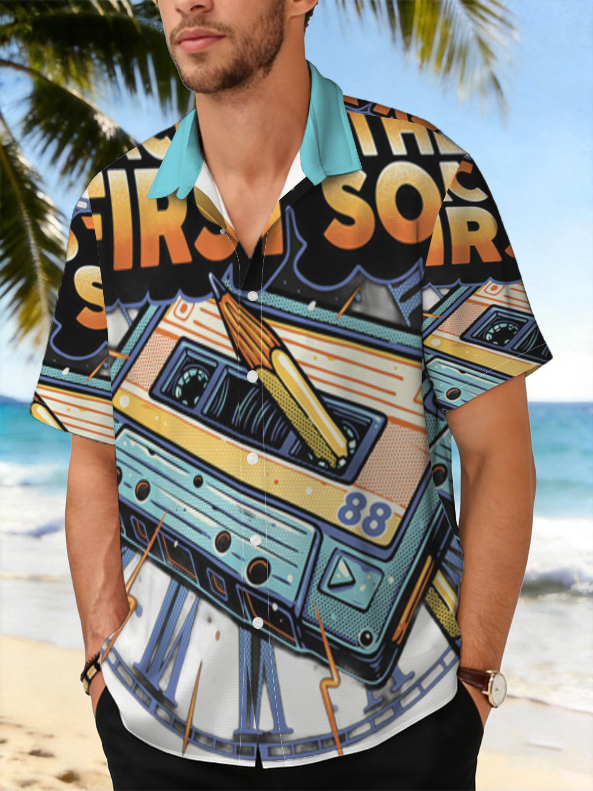 Back to the First Song: Cassette Tape with Pen and Clock Design -  Shirt