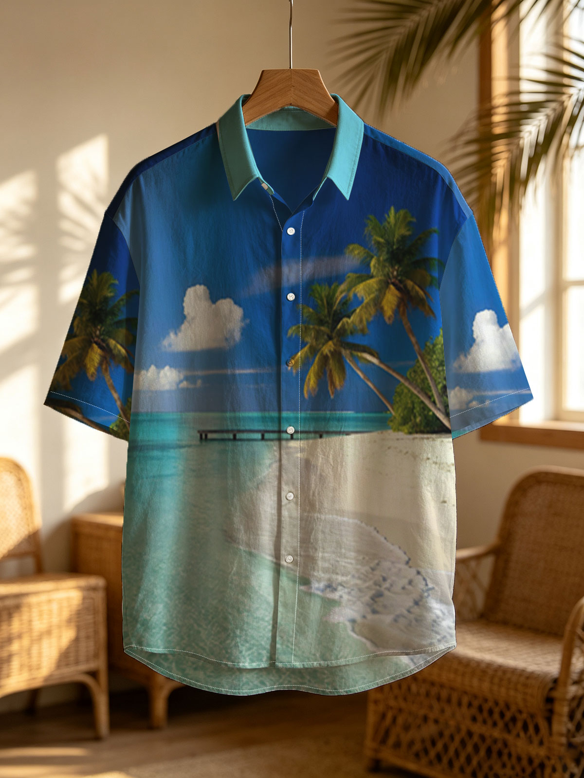 Tropical Beach with Palm Trees and Crystal Clear Water -  Shirt