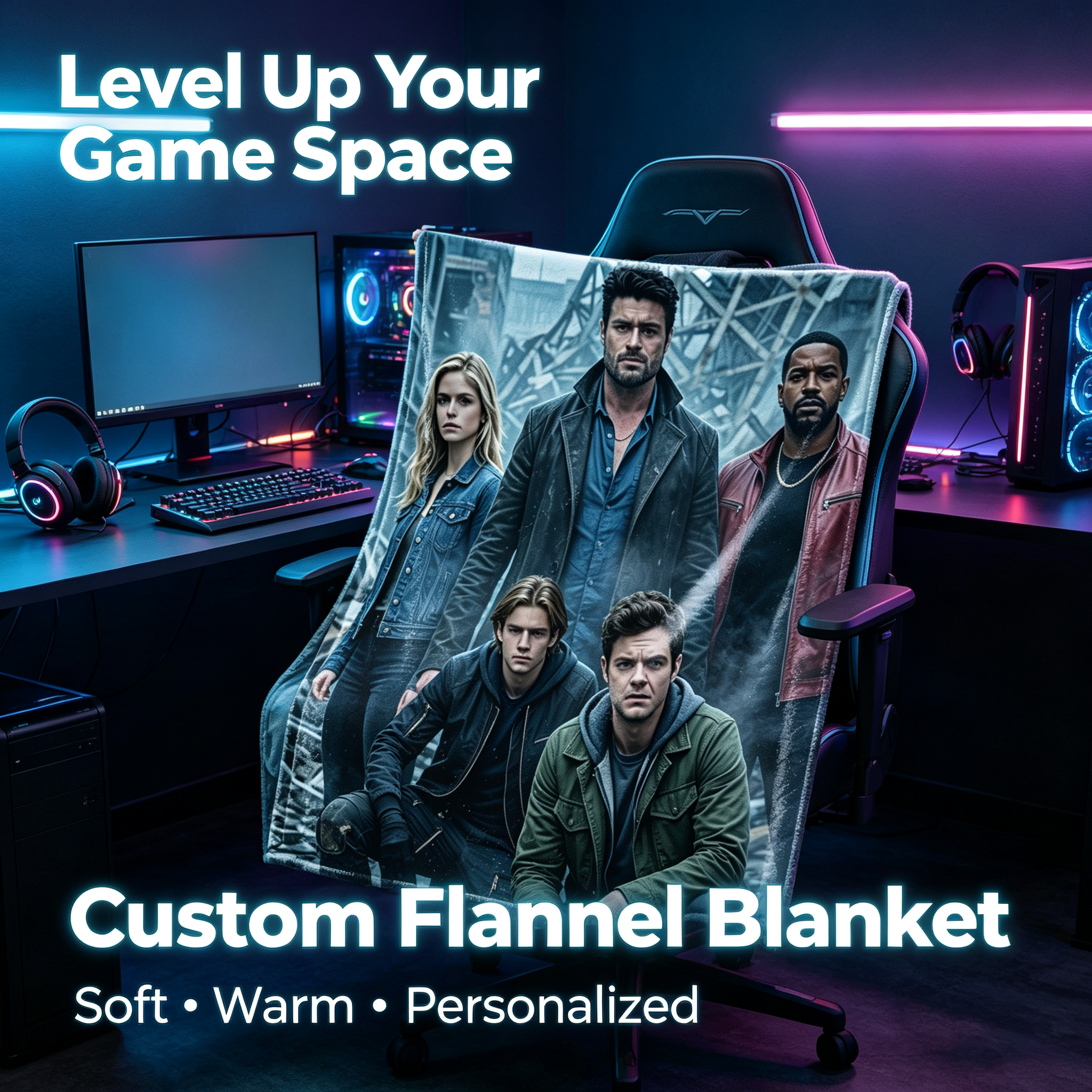 Custom Face Blanket The Boys 5 Flannel Blanket for Couch, Bed, or Travel – Perfect Gift for Fans of the Superhero Series