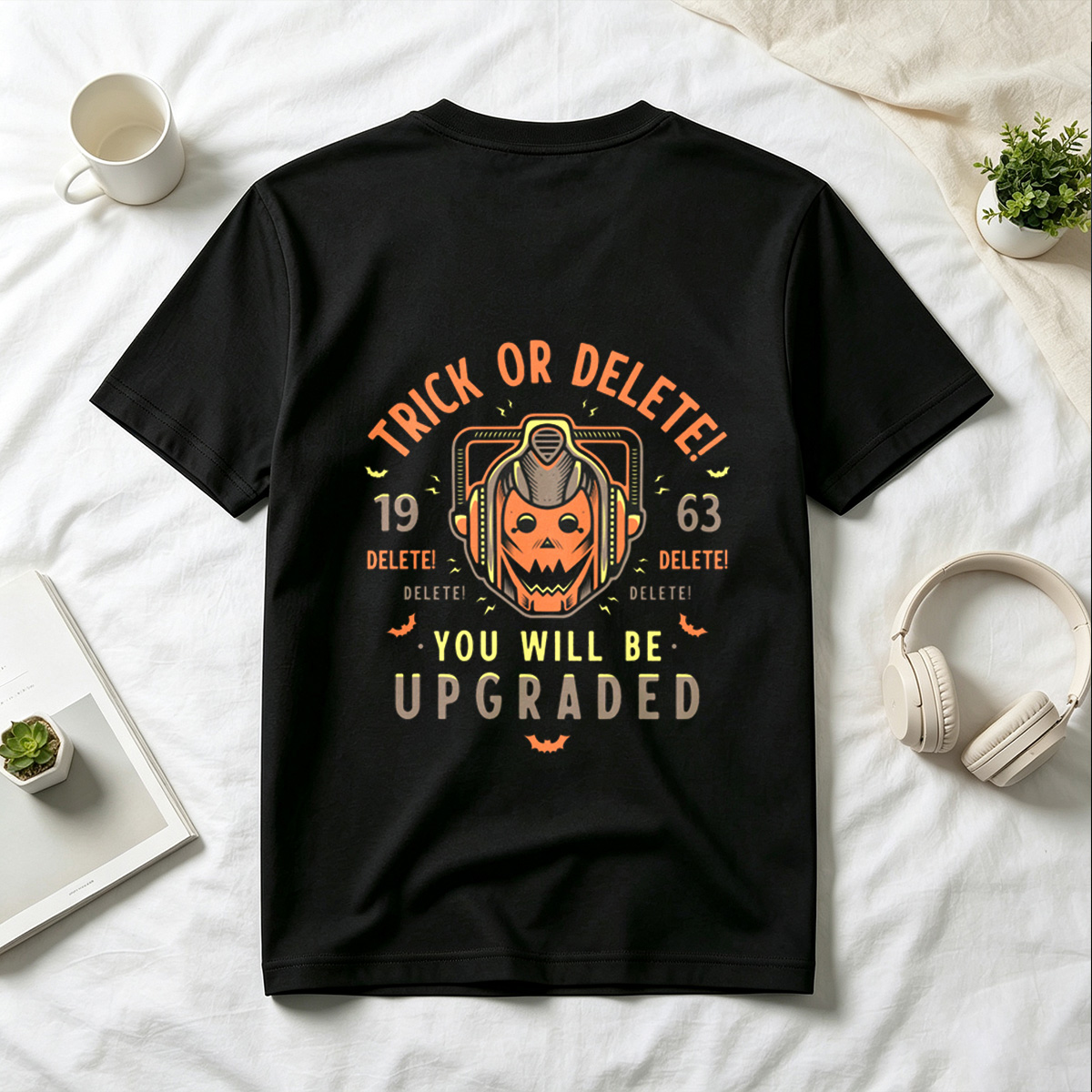 Trick or Delete: Cyberpunk Pumpkin with Helmet - Tee