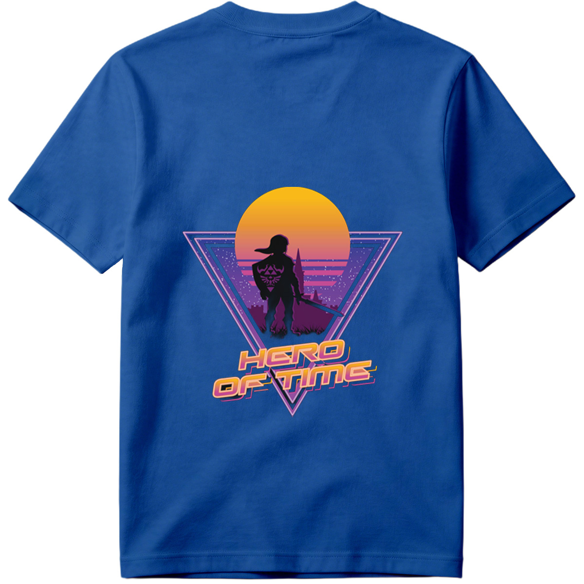 Hero of Time: Link Silhouette in Retro Sunset Scene - Tee