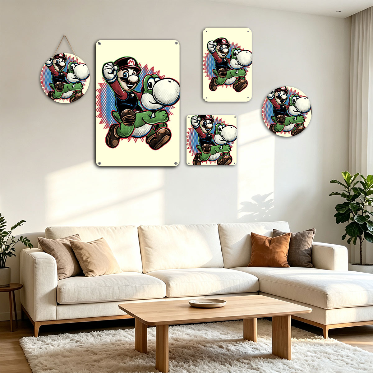 Mario and Yoshi in Action Pose - painting
