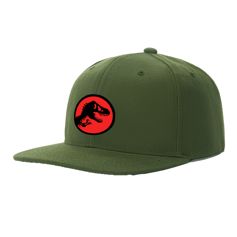 Flat Brim Baseball Cap T Rex Silhouette Red Circle Print Streetwear Underground Skate Style Basketball Court Skate Park Urban Outfit for Skaters Rappers Streetwear Enthusiasts