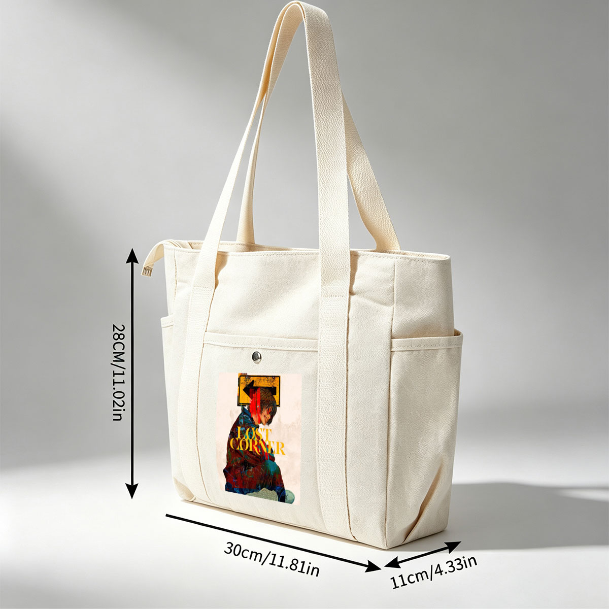 Lost Corner Band in Urban Scene with Graffiti-Style Art and Directional Sign - Multi-pocket bags